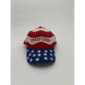 Vintage "Sweet Lady" USA Flag Hat – Embroidered Stars Brim Strapback Nissin V8